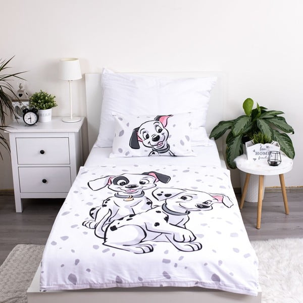 Biele bavlnené detské obliečky do postieľky 100x135 cm 101 Dalmatians – Jerry Fabrics-image-1