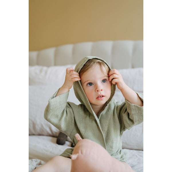 Detský zelený ľanový župan Linen Tales Nature, vel. 122 - 128-image-4