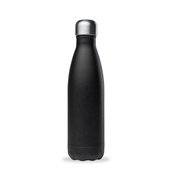 Čierna cestovná nerezová fľaša 500 ml Matt - Qwetch-image-2