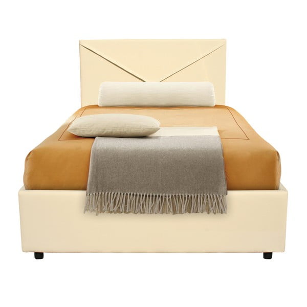 Béžová jednolôžková posteľ s úložným priestorom 13Casa Mina, 95 x 205 cm