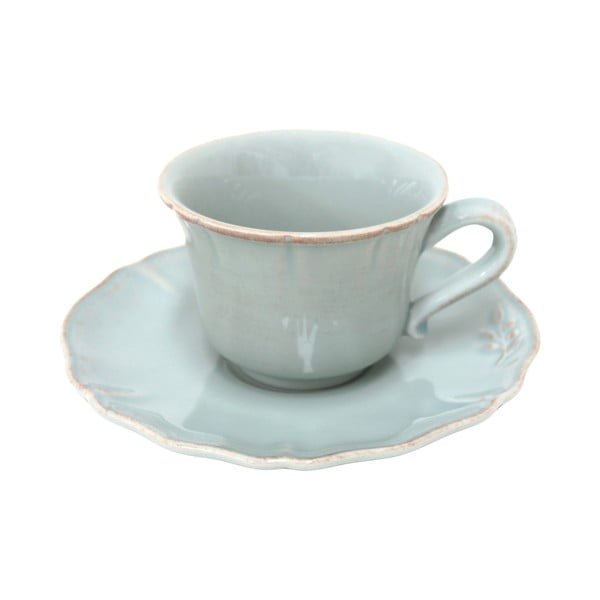 Keramická šálka na čaj s tanierikom Alentejo 220 ml, tyrkysová