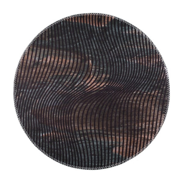 Čierny umývateľný okrúhly koberec ø 120 cm – Vitaus