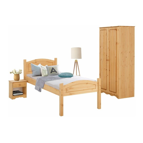 3dielny jednolôžkový posteľný set z borovicového dreva Støraa Bangor