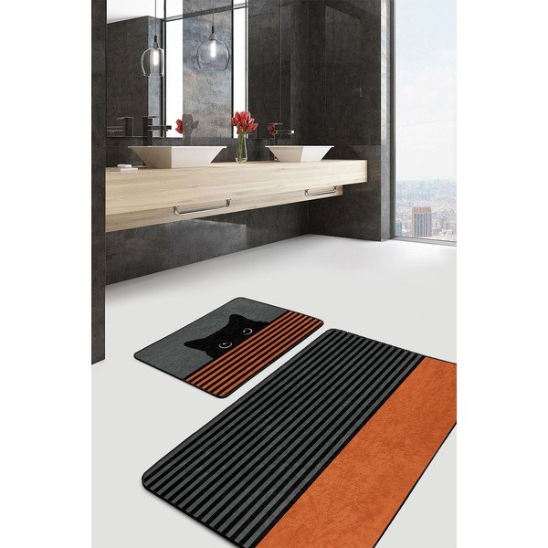 Čierno-oranžové kúpeľňové predložky v súprave 2 ks 60x100 cm - Mila Home-image-2