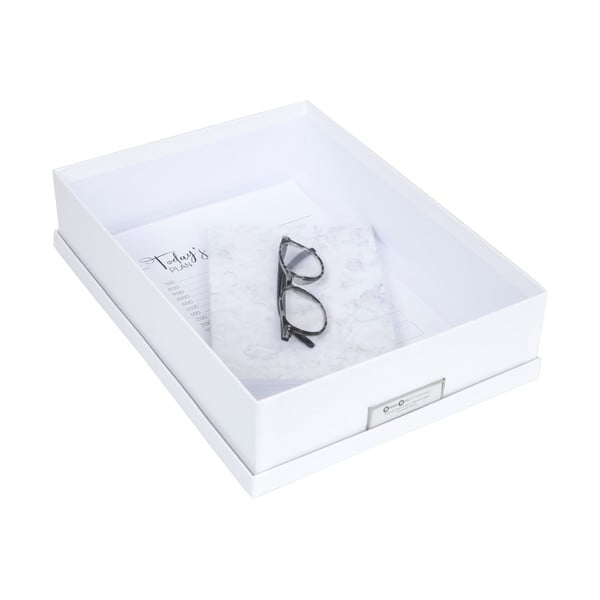 Biely úložný box s menovkou na dokumenty Bigso Box of Sweden Oskar, veľkosť A4-image-3