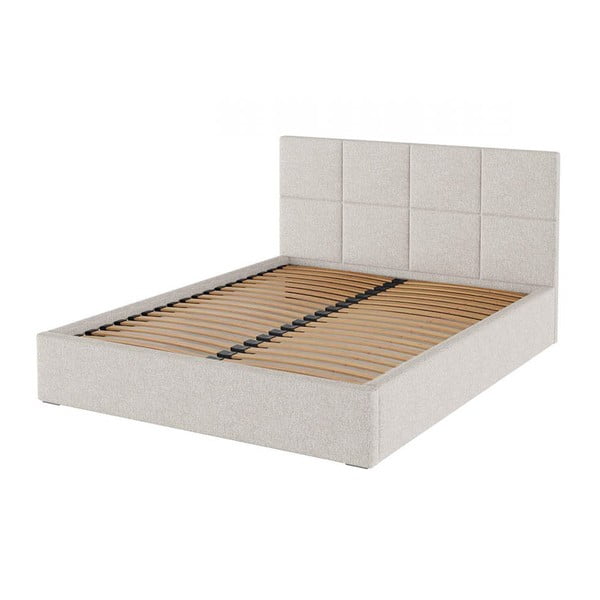 Béžová čalúnená dvojlôžková posteľ s úložným priestorom s roštom 180x200 cm Bufo - MESONICA-image-2