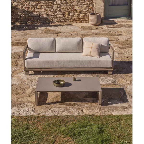 Béžová/taupe hliníková záhradná lounge súprava pre 3 osoby Nerano – Kave Home-image-1
