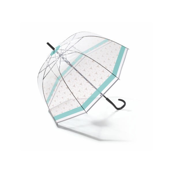 Transparentný dáždnik s modrými detailmi Birdcage Symetric, ⌀ 85 cm