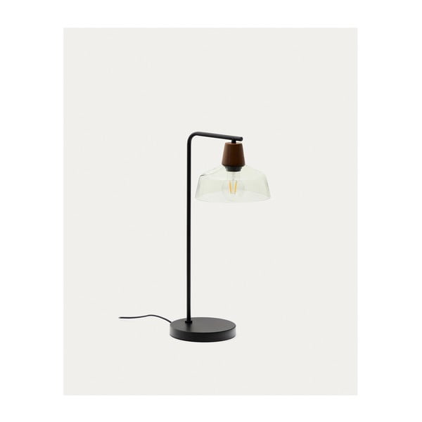 Zelená/v tmavoprírodnej farbe stolová lampa so skleneným tienidlom (výška 55 cm) Silex – Kave Home-image-4