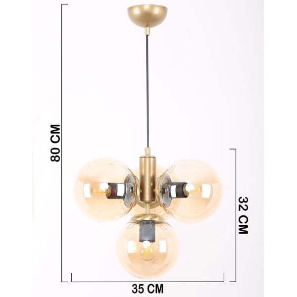 Žlté/v zlatej farbe závesné svietidlo so skleneným tienidlom ø 15 cm Hector – Squid Lighting-image-4