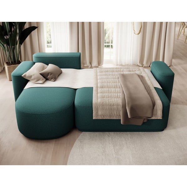 Zelená ženilková rozkladacia/s úložným priestorom rohová pohovka (ľavý roh/s leňoškou) Aurumm – ELTAP-image-4