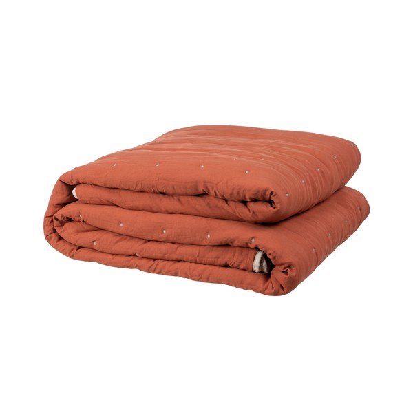 Prešívaný pléd z mikrovlákna v tehlovej a béžovej farbe 230x280 cm – Ixia-image-2