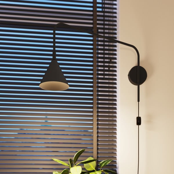 Čierne nástenné svietidlo do zásuvky Zylo – Sollux-image-3