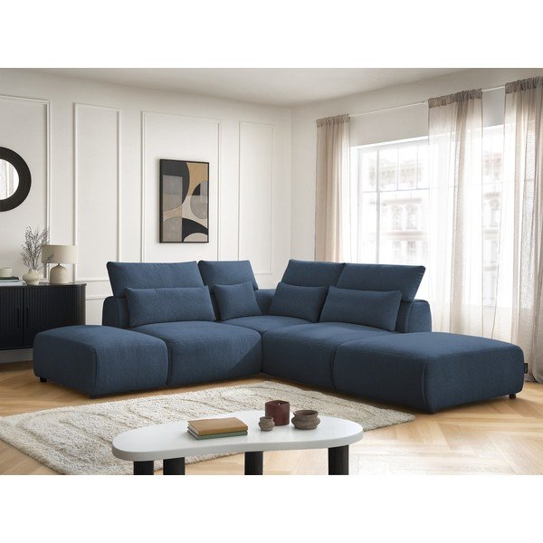 Modrá polohovacia modulárna rohová pohovka Jana – Bobochic Paris-image-3