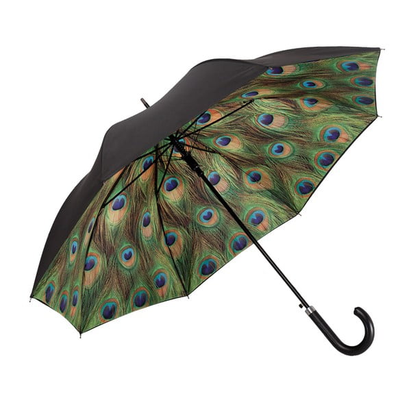 Zelený dáždnik s rúčkou s dvojitou vrstvou Von Lilienfeld Peacock Double Layer, ø 100 cm