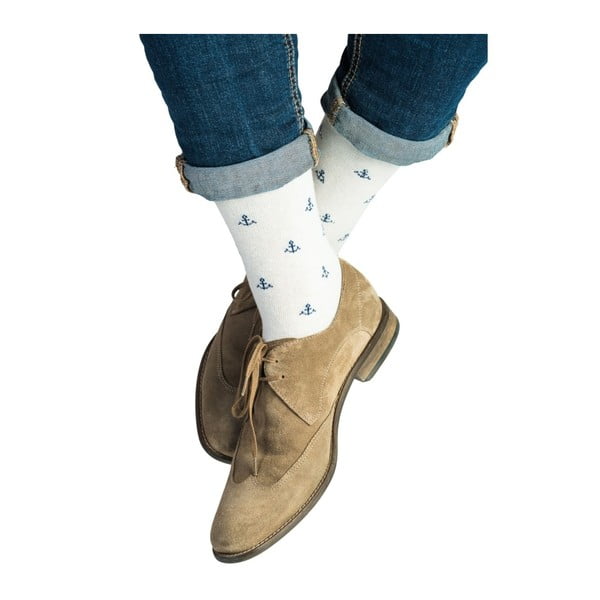 Unisex ponožky Funky Steps Anchor White, veľkosť 39/45