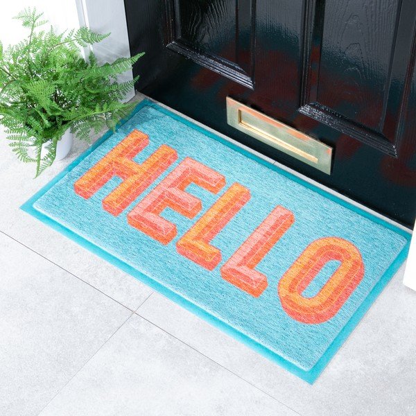 Rohožka z recyklovaného plastu 40x70 cm Blue Hello – Artsy Doormats-image-1