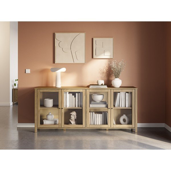 Vitrína z borovicového dreva v prírodnej farbe 186x80x40 cm Alessandra – Marckeric-image-1