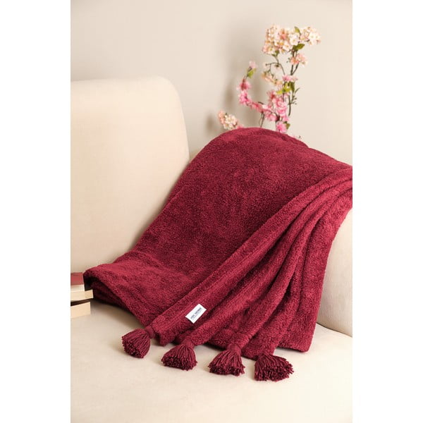 Červený mikroplyšový pléd na dvojlôžko 200x220 cm Puffy – Mijolnir-image-1