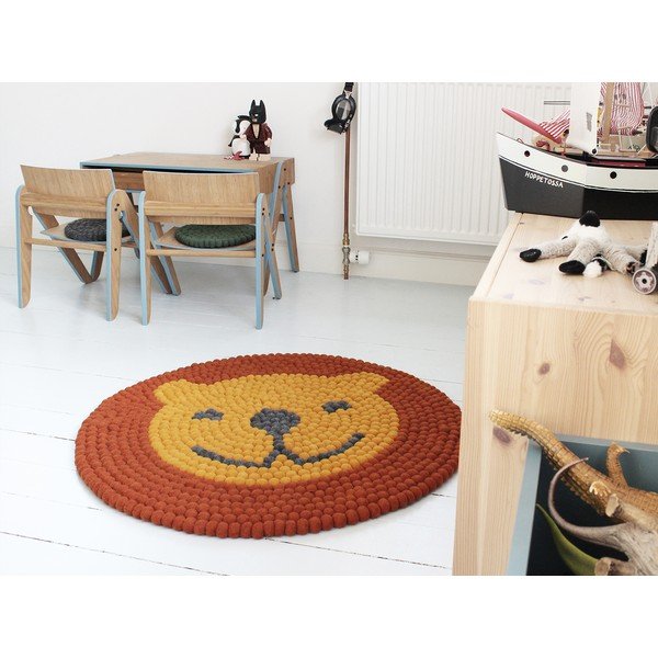 Detský guľôčkový vlnený koberec Wooldot Ball rugs Lion, ⌀ 90 cm-image-1