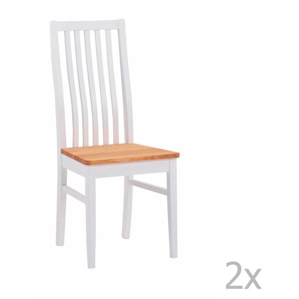 Sada 2 bielych stoličiek z dubového dreva Folke Rock