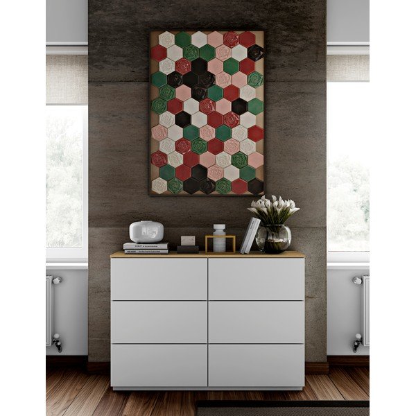 Biela komoda so zásuvkami s doskou v dubovom dekore TemaHome Join, 120 x 84 cm-image-1