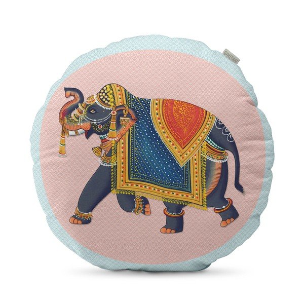Bavlnený obojstranný vankúš HF Living Kandula Pink Elephant, ⌀ 50 cm