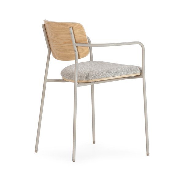 Svetlosivé/v prírodnej farbe čalúnené jedálenské kreslá v súprave s podrúčkami Nour – MOME-image-4