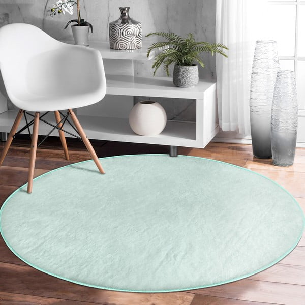 Prateľný okrúhly koberec v mentolovozelenej farbe vhodný pre robotické vysávače ø 80 cm Comfort – Mila Home-image-4