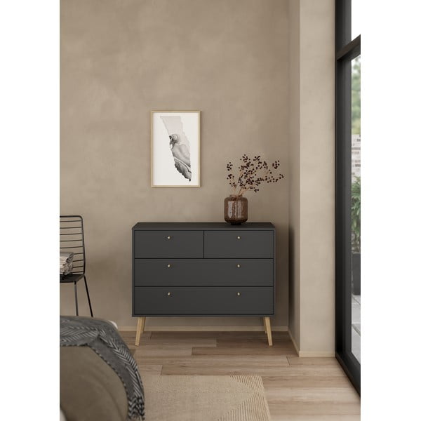 Antracitová nízka komoda 99x82 cm Bodo – Tvilum-image-1