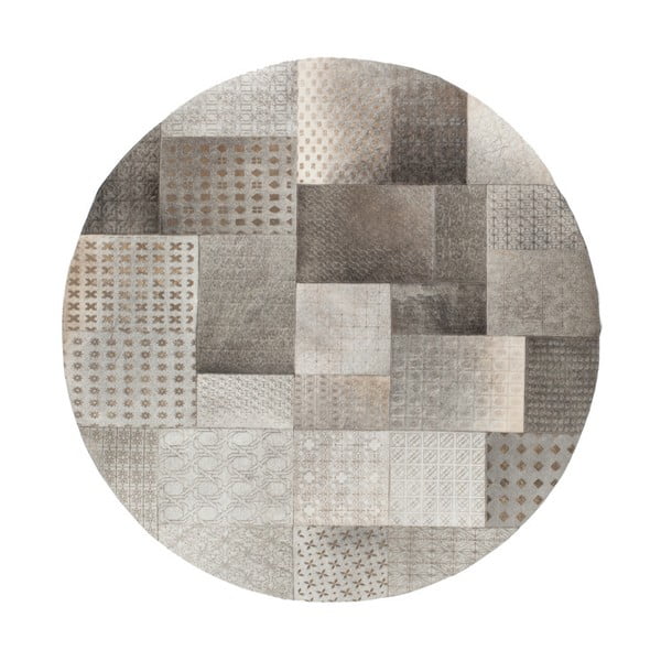Sivý kožený okrúhly koberec Ray, 140cm