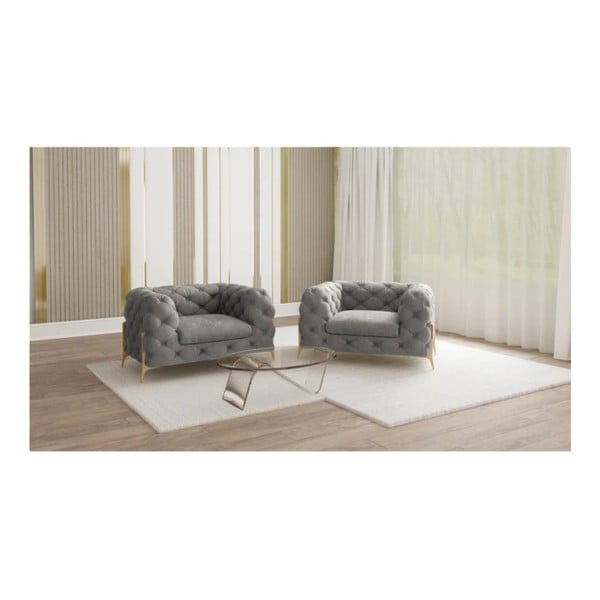 Sivé zamatové kreslo Chelsea Bis – Ropez-image-1