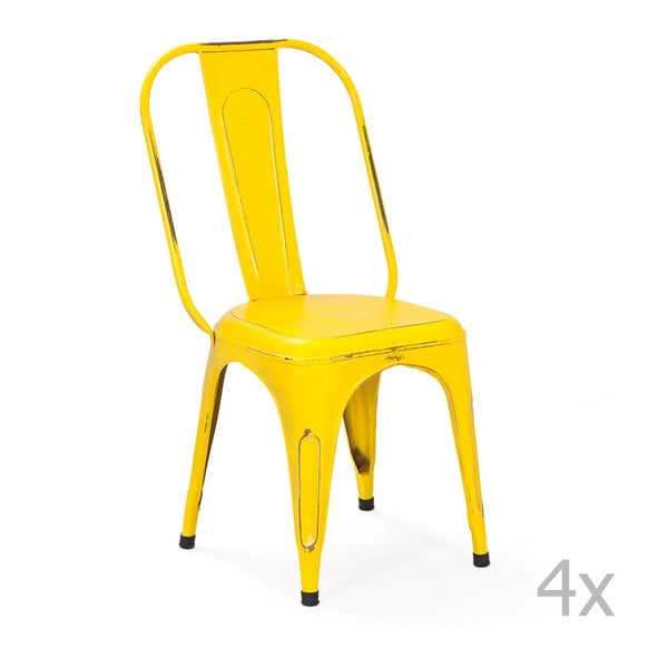 Sada 4 žltých kovových jedálenských stoličiek Interlink Aix