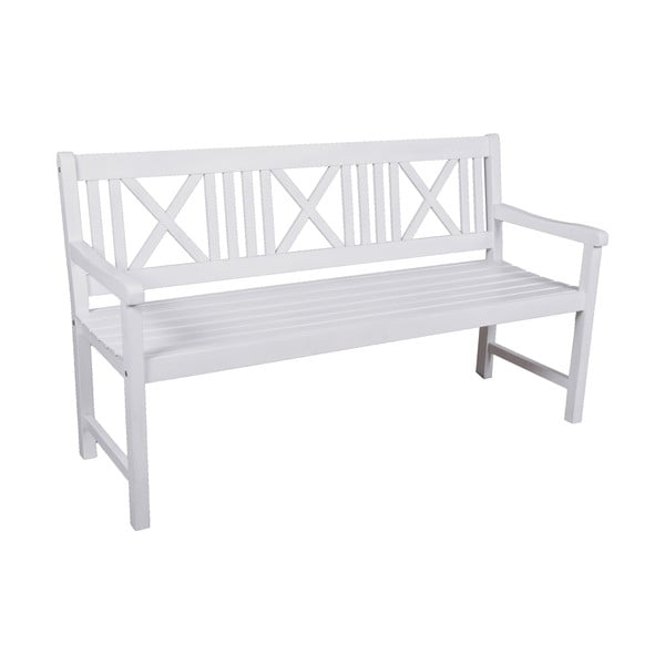 Biela drevená záhradná lavica Malmö – Garden Pleasure