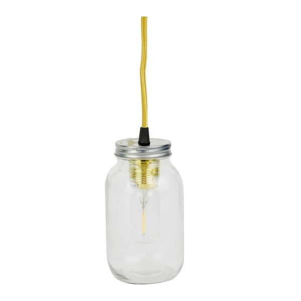 Závesné stropné svietidlo so žltým káblom Le Studio Mason Jar Lamp Wire