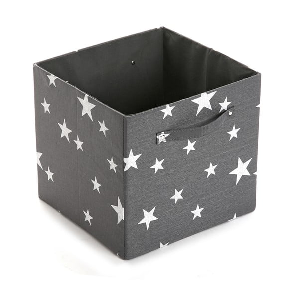 Štvorcový odkladací box Stars Dark Grey