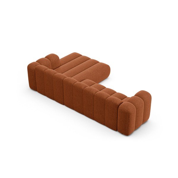 Ženilková rohová pohovka v tehlovej farbe (pravý roh/s leňoškou) Lupine – Micadoni -image-3