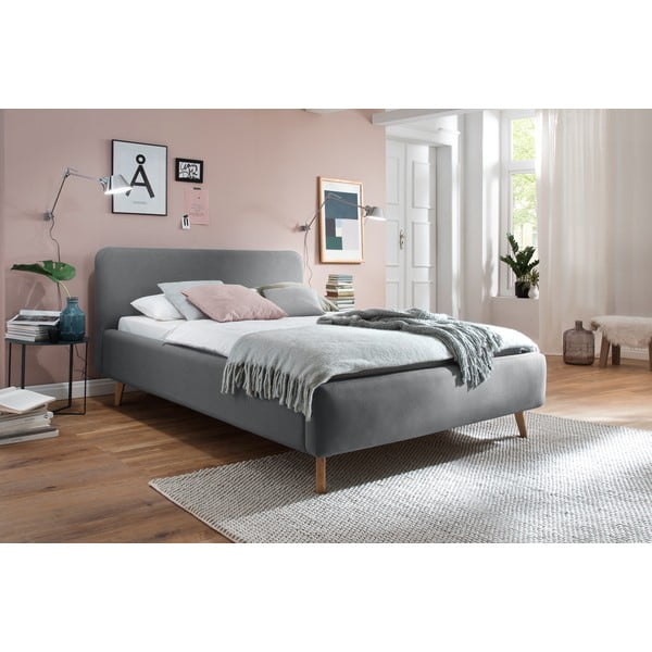 Sivá čalúnená dvojlôžková posteľ bez roštu 140x200 cm Mattis – Meise Möbel-image-1