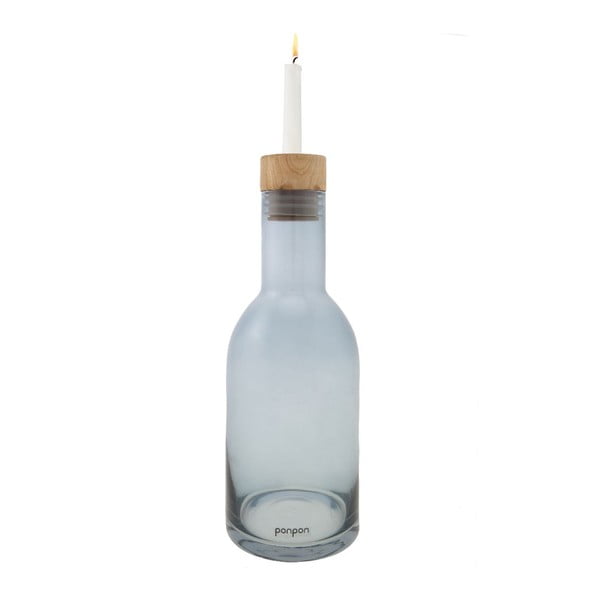 Váza/svietnik Bottle 30,5 cm, modrá