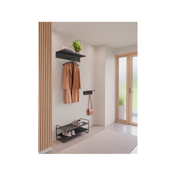 Čierny oceľový nástenný vešiak s poličkou 11,5 cm A-Hallway – Zone-image-2