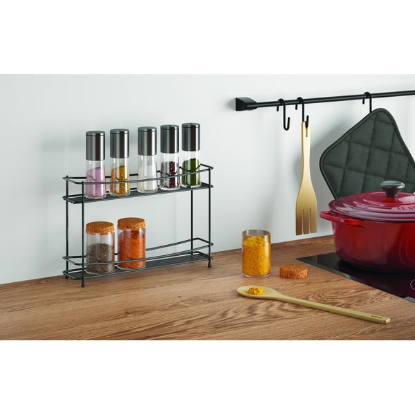 Čierna dvojposchodová polica na korenie Metaltex Pepito Lava-image-1