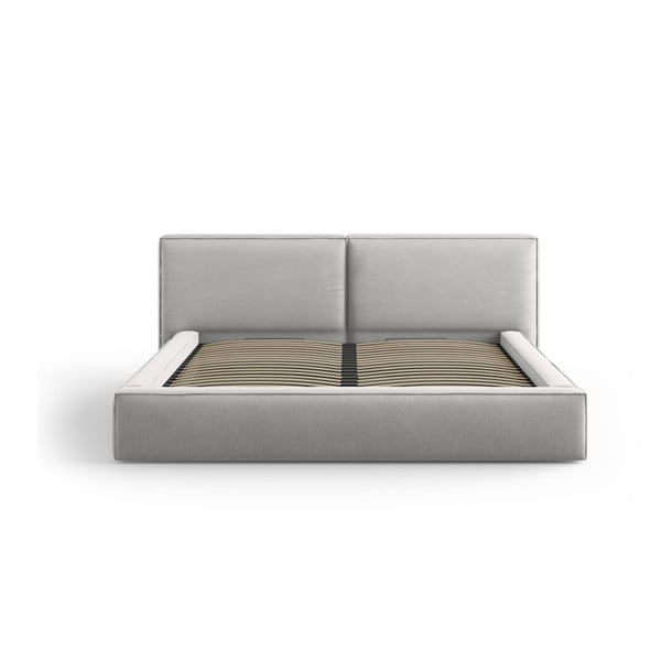 Svetlosivá čalúnená dvojlôžková posteľ s úložným priestorom a roštom 200x200 cm Arendal – Cosmopolitan Design-image-2