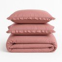 Ružové obliečky na jednolôžko z bavlny Renforcé 140x200 cm Ruffle Striped – Mila Home Luxury