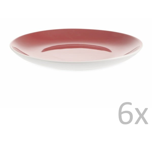 Sada 6 červeno-bielych dezertných tanierov Villa d'Este Drive Piatto, Ø 20 cm