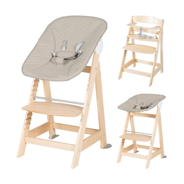 Jedálenská stolička v béžovo-prírodnej farbe Born Up 2in1 Luxe – Roba
