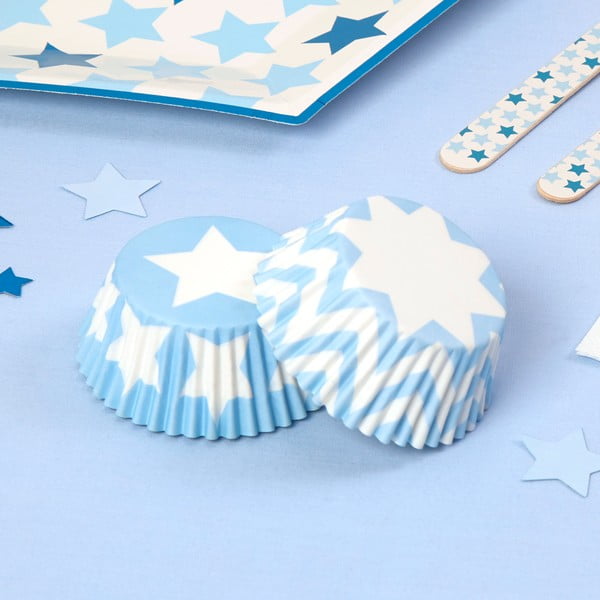Sada 100 papierových košíčkov na muffiny Neviti Little Star Blue
