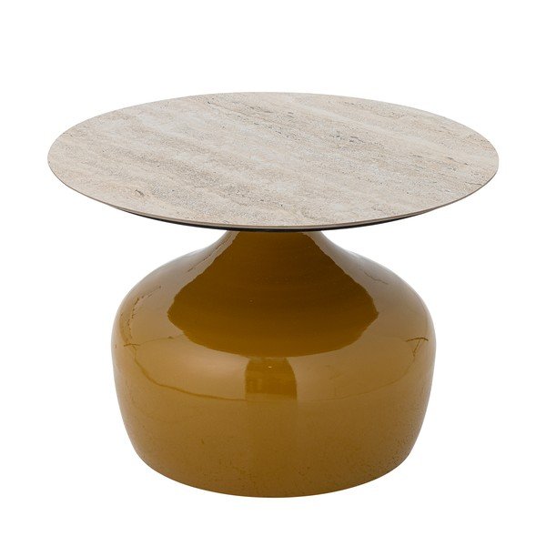 Žltý okrúhly konferenčný stolík s keramickou doskou ø 60 cm Lecco – Bloomingville-image-4