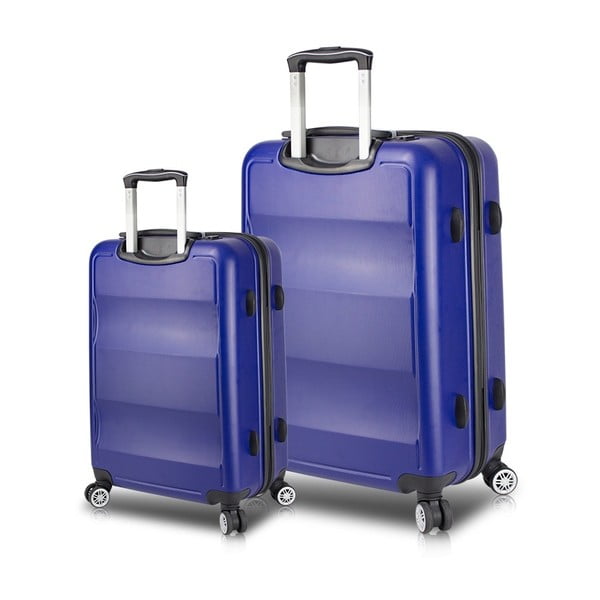 Sada 2 modrých cestovných kufrov na kolieskach s USB porty My Valice LASSO Cabin & Large
