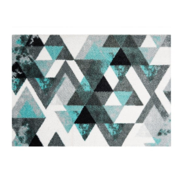 Sivo-tyrkysová rohožka Mint Rugs StateMat Triangle, 50 × 75 cm