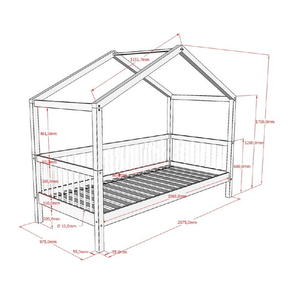 Biela domčeková detská posteľ z bukového dreva 90x200 cm Forrest – Vipack-image-4